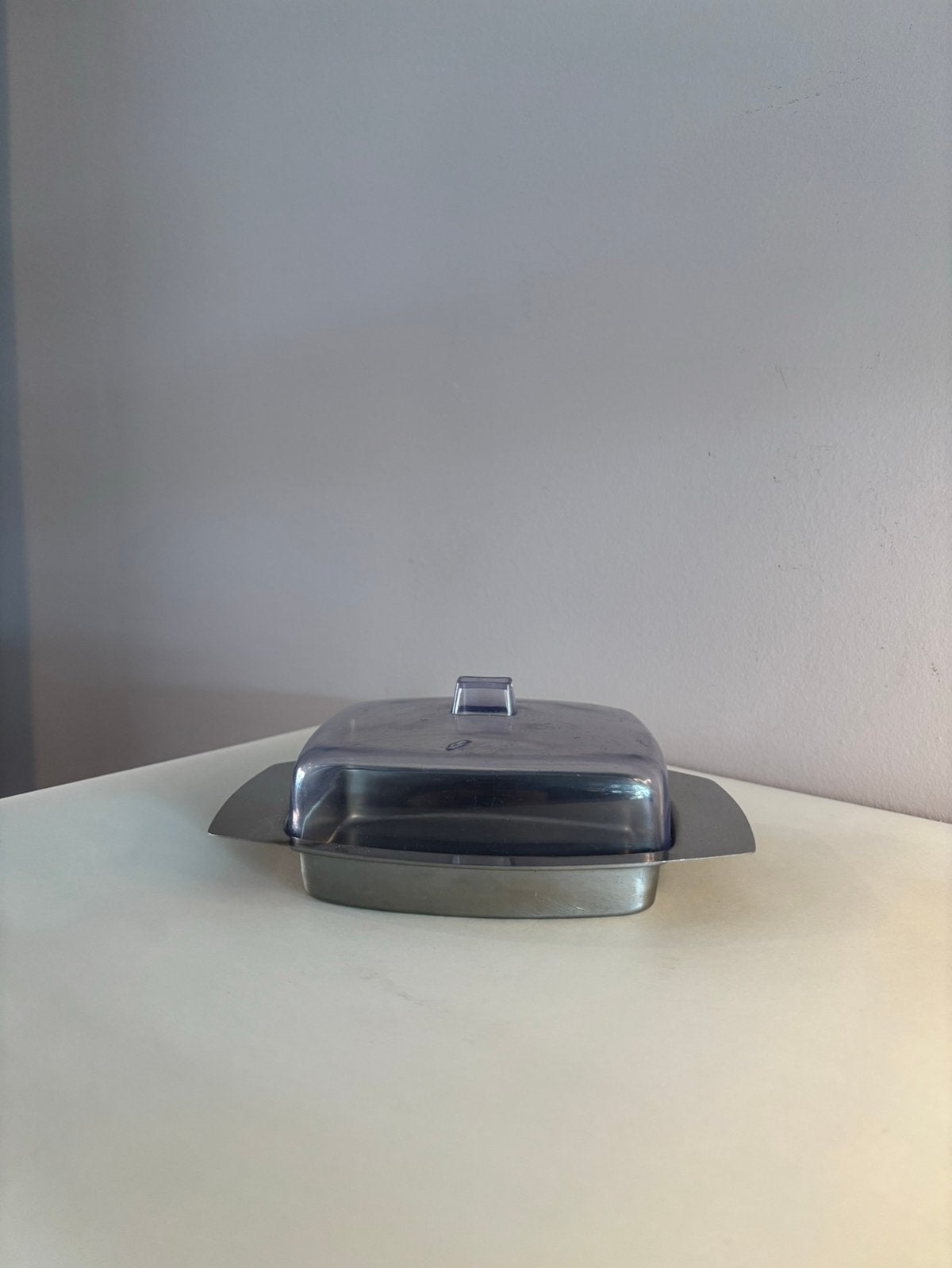 Vintage RVS botervloot met plastic deksel, Verzenden