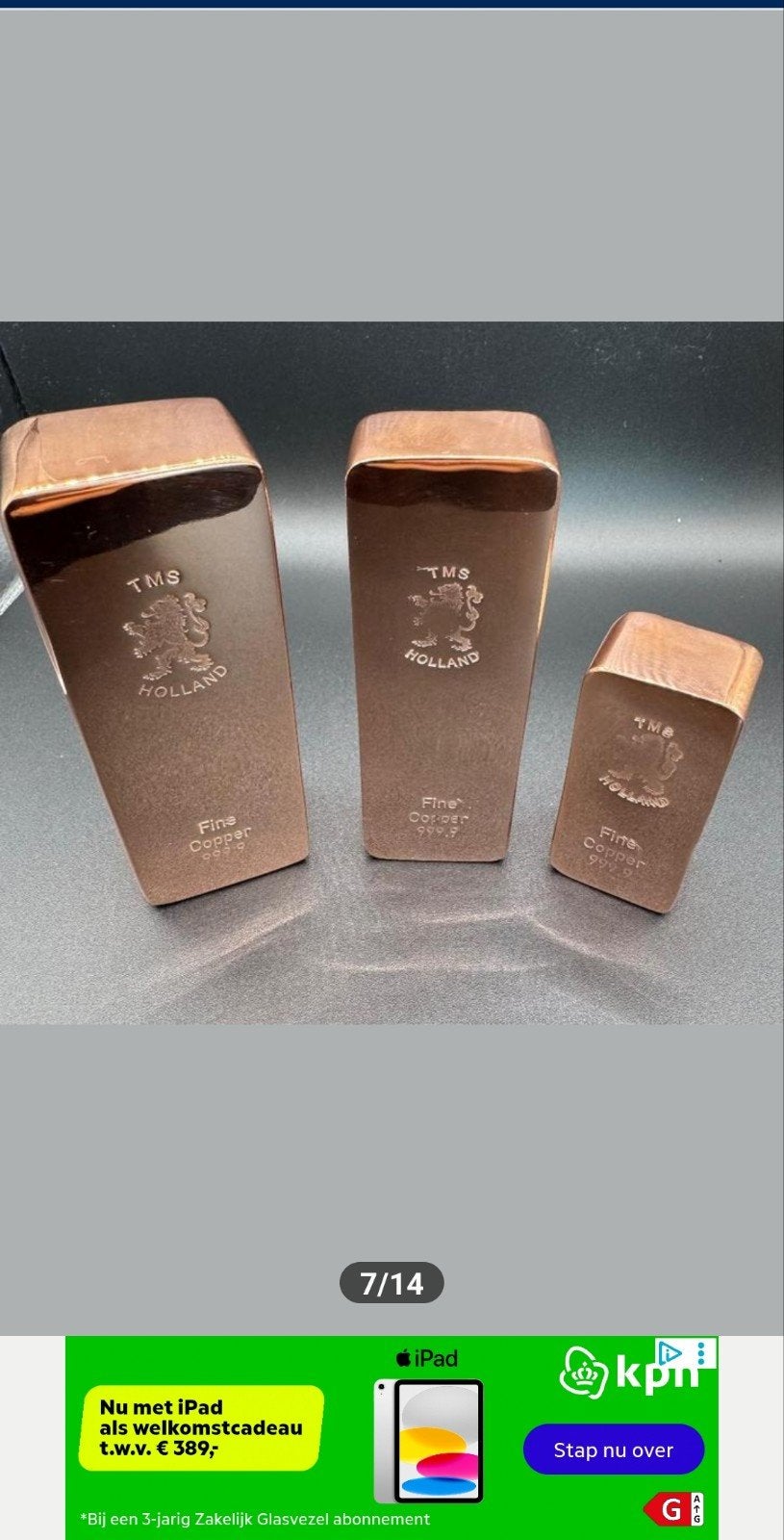 Prachtige Unieke Koper Baren Set - 300g, 600g, 1000g, Ophalen of Verzenden, Koper