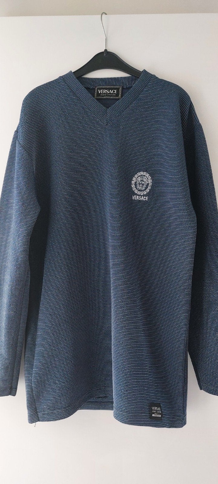 Vintage Versace Jeans Couture Trui Maat L, Maat 52/54 (L), Blauw, Ophalen of Verzenden, Zo goed als nieuw