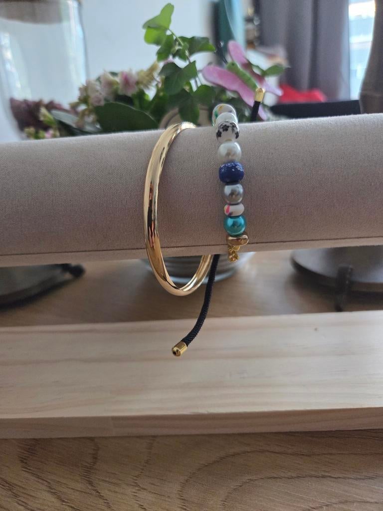 Gouden armband met kralen en bedels, Sieraden, Tassen en Uiterlijk, Armbanden, Ophalen of Verzenden, Zo goed als nieuw, Met bedels of kralen