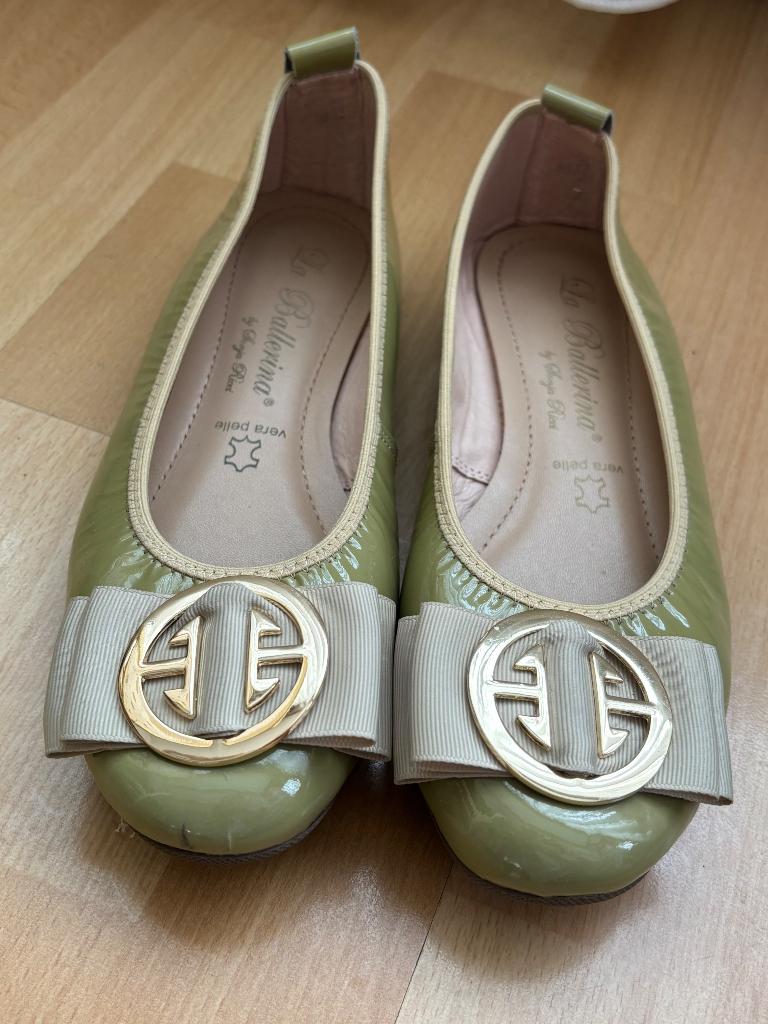 Leren ballerina’s (nooit gedragen), Kleding | Dames, Schoenen, Nieuw, Vera Pelle, Groen, Ballerina's