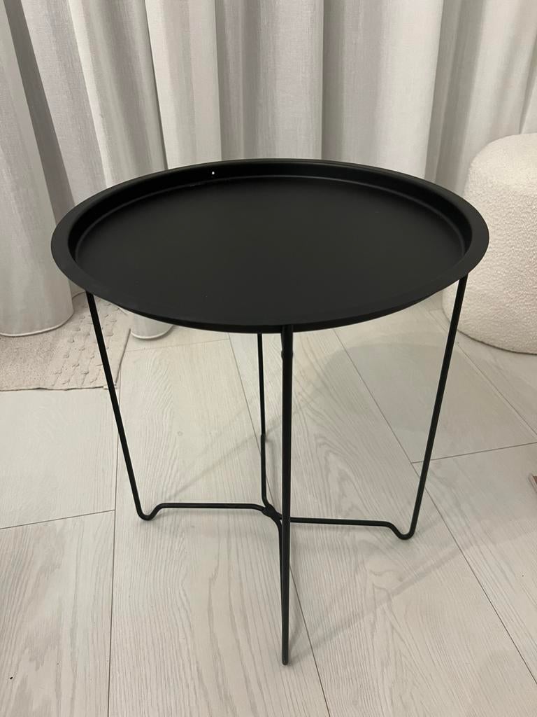 Luxe Zwarte Traytafel – Opvouwbaar Onderstel – Ø 42 cm, Huis en Inrichting, 45 tot 60 cm, Minder dan 55 cm, Metaal of Aluminium