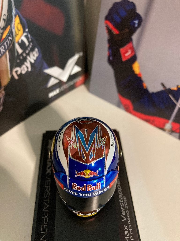 ✅ Max Verstappen 1:8 helm 2016 Monaco editie 17 fanshop, Ophalen of Verzenden, Nieuw, Formule 1