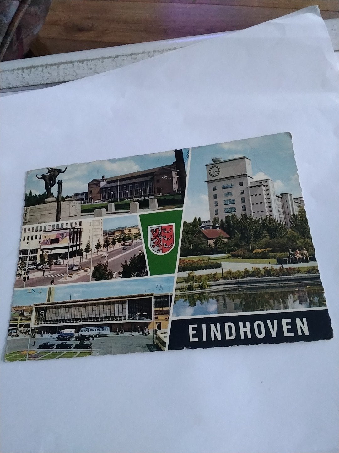 Oude ansichtkaart Eindhoven - Gelopen 1966, Ophalen of Verzenden