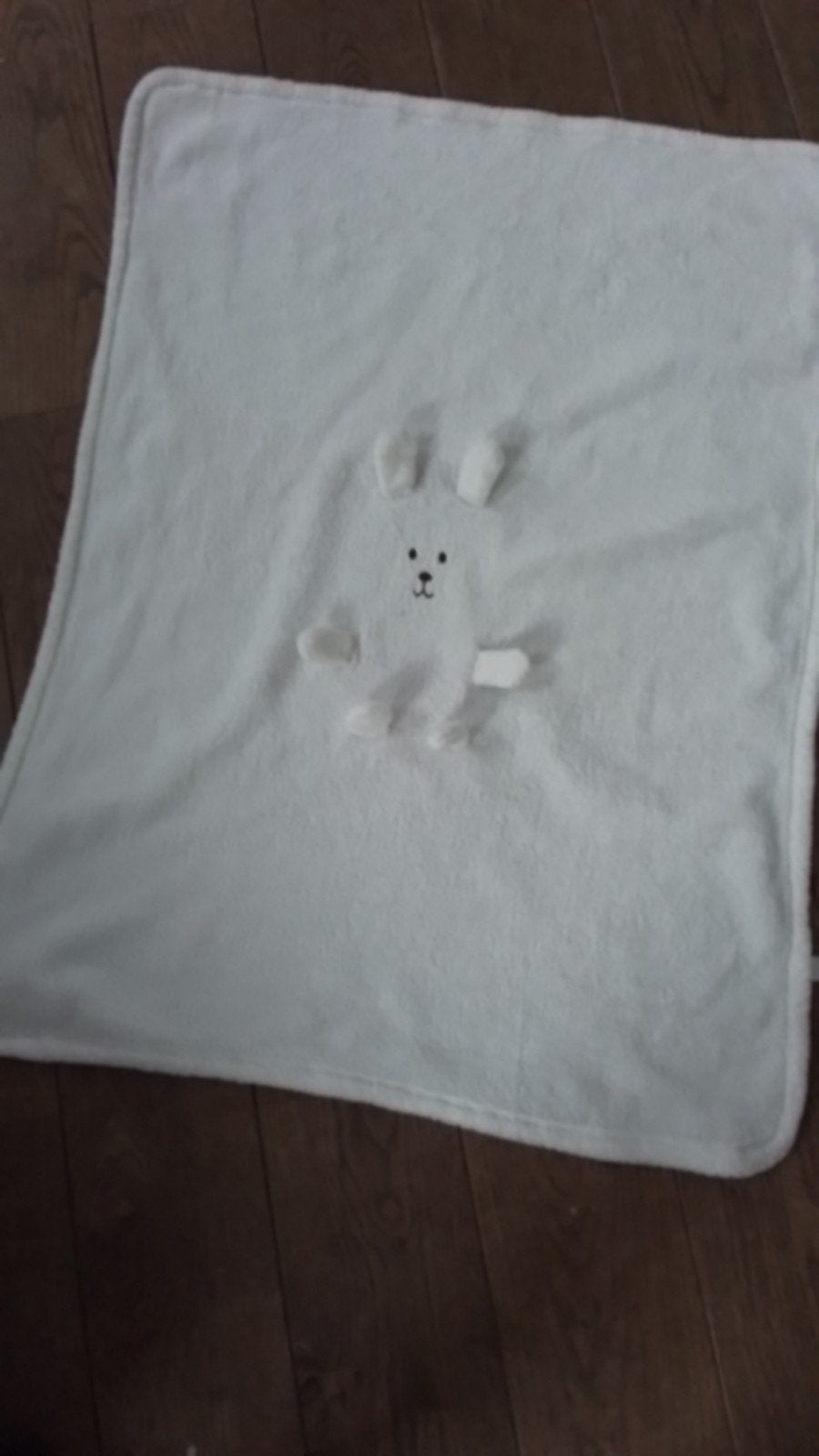 Zachte witte fleece deken met konijn design, Wit, Ophalen of Verzenden, Zo goed als nieuw, 98 cm