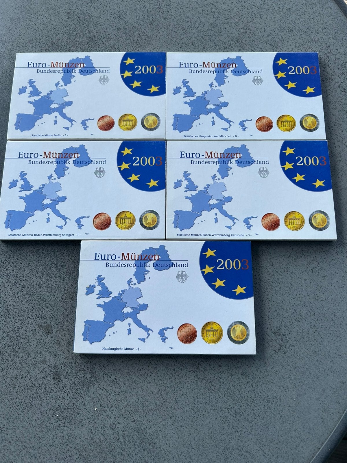 PROOFSETS Duitsland 2003 KMS letters A D F G J, Postzegels en Munten, Ophalen of Verzenden, Duitsland, 2 euro