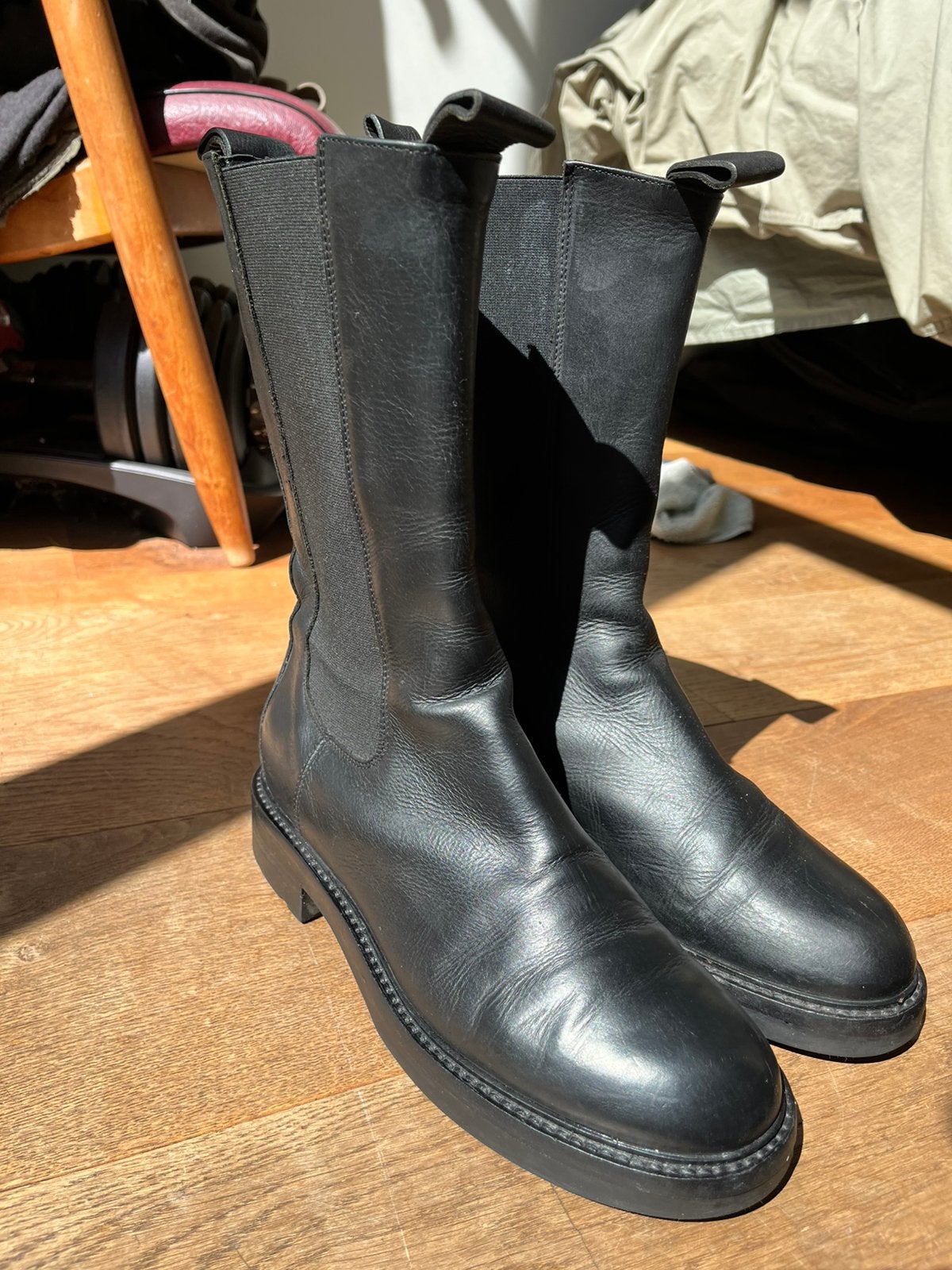 Elena Lachi Leather Chelsea Boots, Hoge laarzen, Zwart, Ophalen of Verzenden, Gedragen