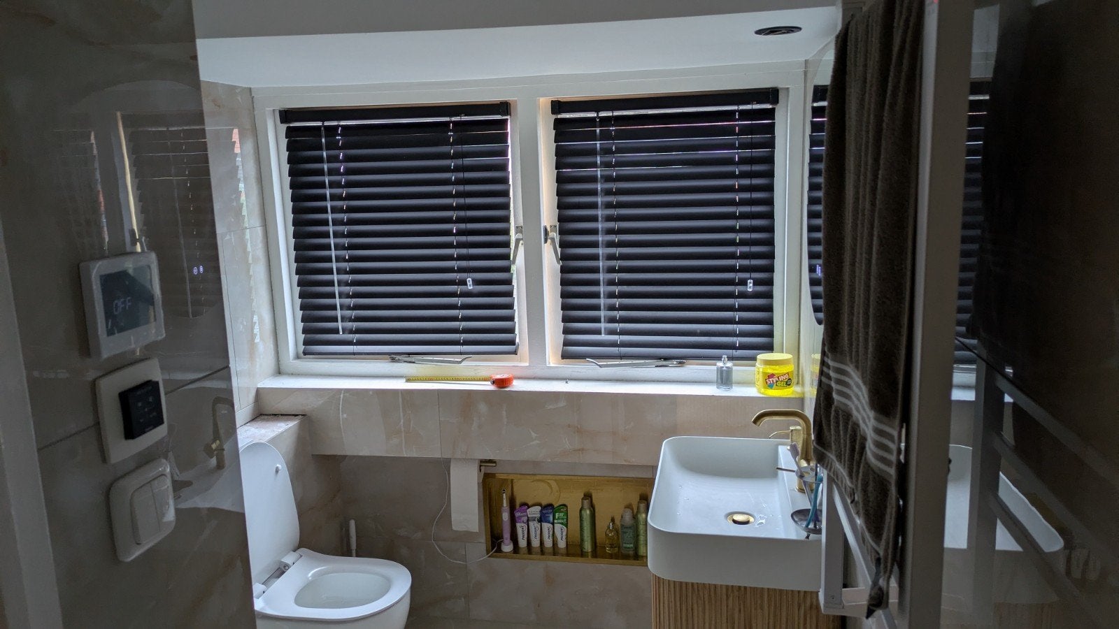 Luxaflex 50 mm zwart - 80 cm en 70 cm breed, Ophalen, Jaloezie, Gebruikt, Zwart