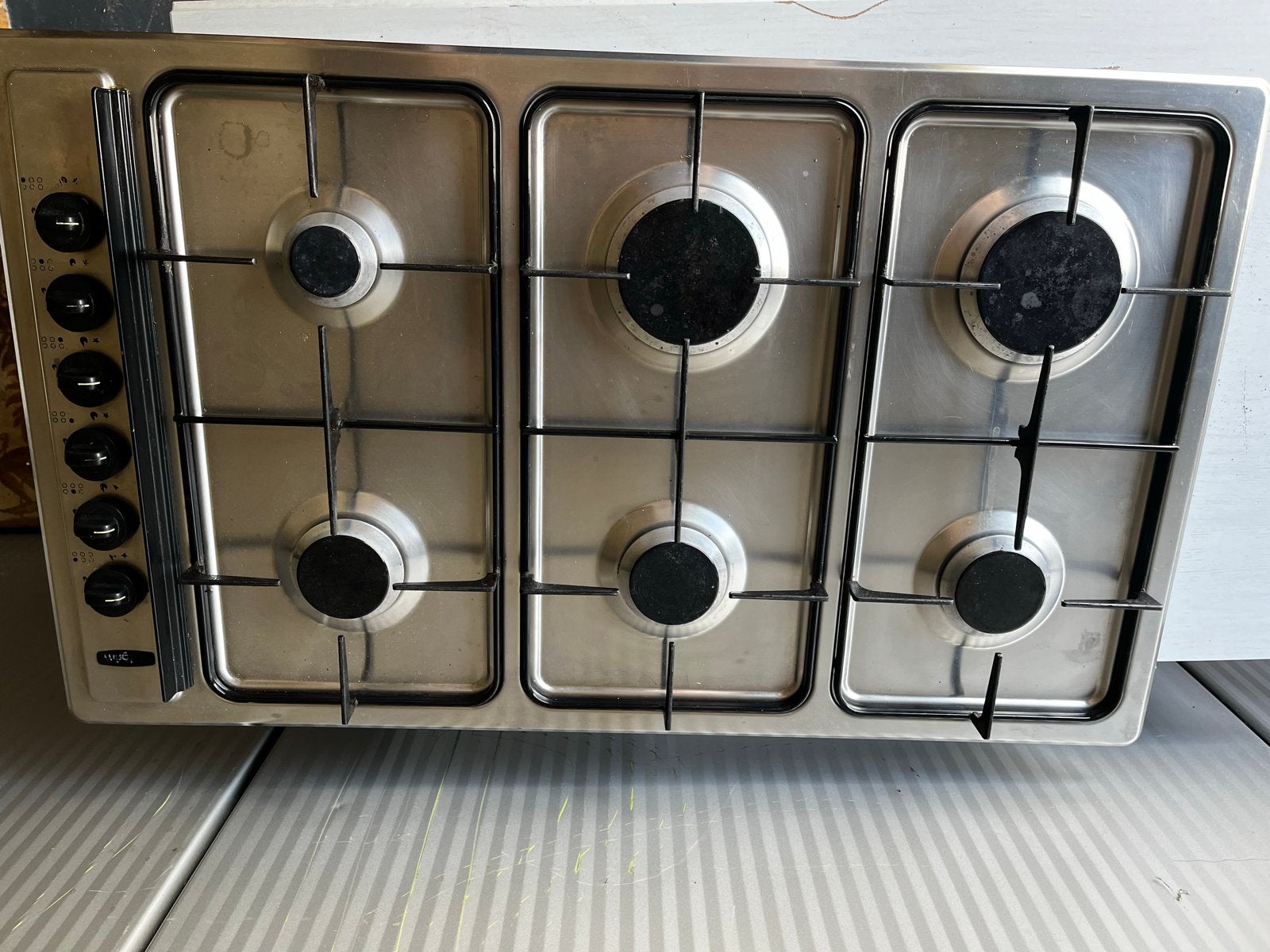 RVS Gasfornuis met 6 Kookzones - Gebruikt, Witgoed en Apparatuur, Kookplaten, Ophalen, Gebruikt, Inbouw, Gas