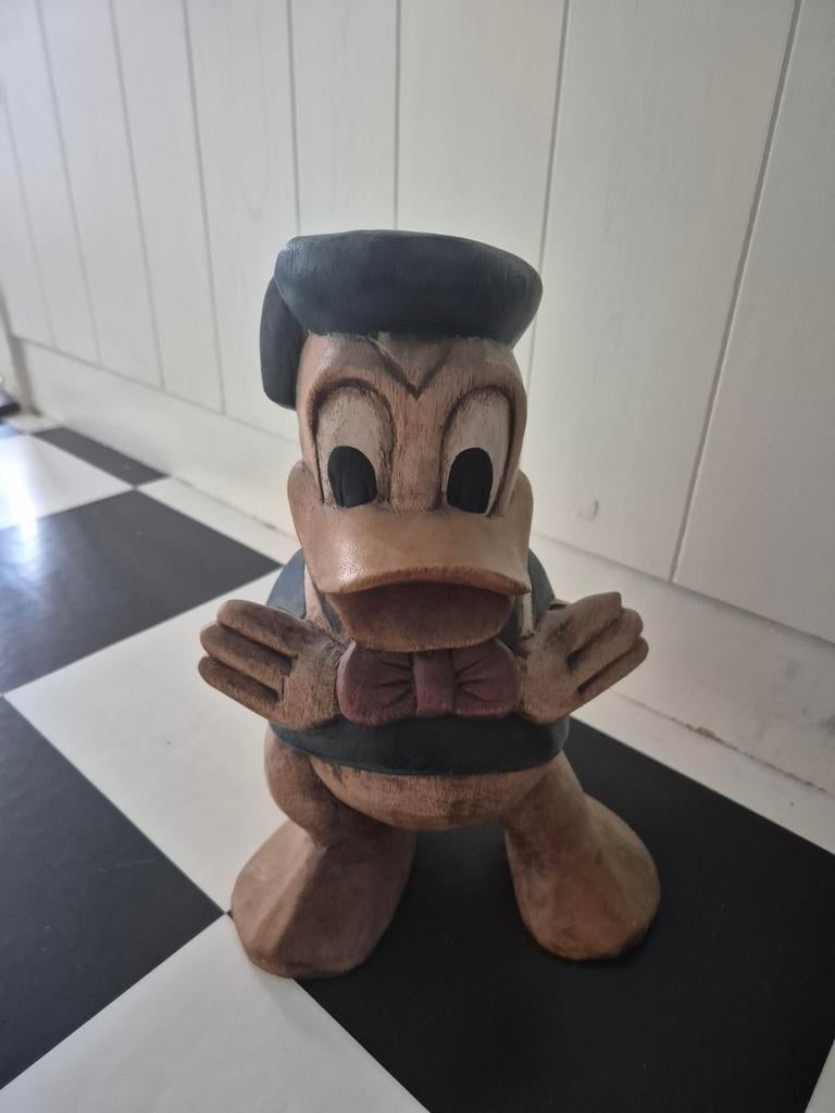 Vintage houten beeld Donald Duck, Ophalen of Verzenden, Gebruikt, Overige typen