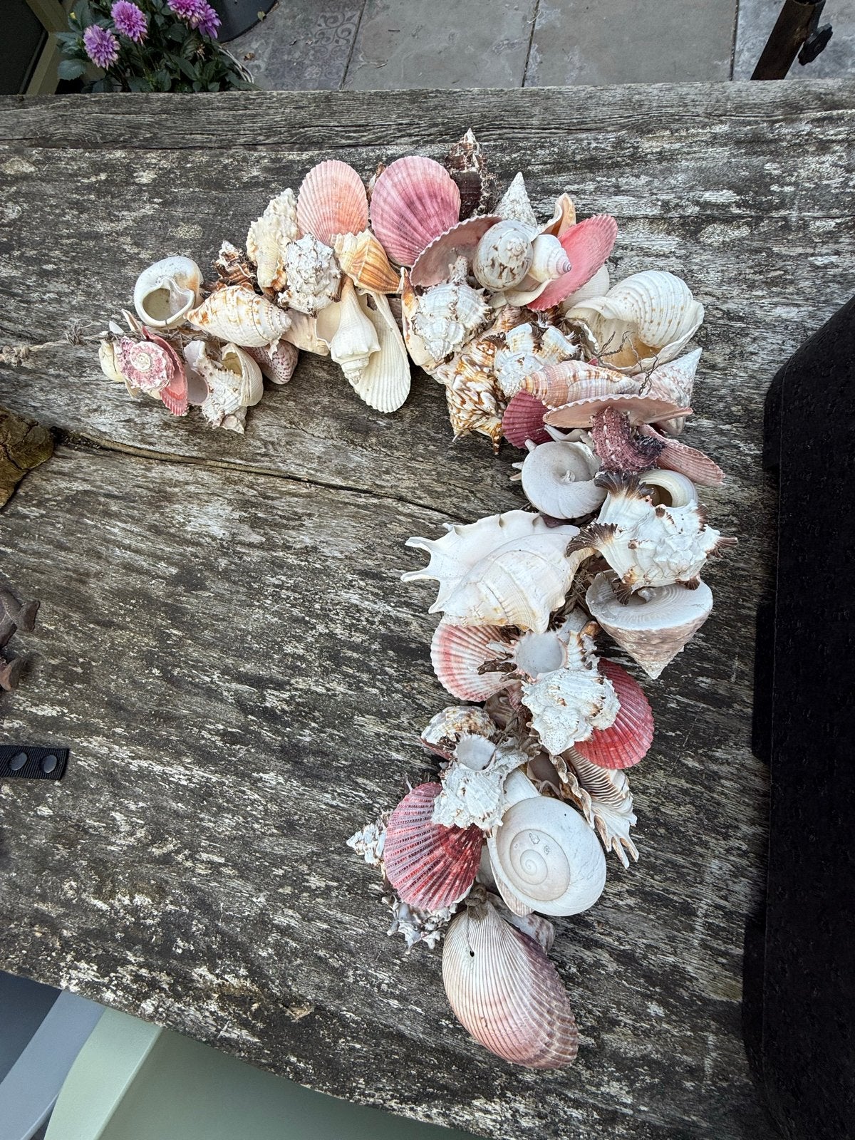 Decoratieve schelpenkrans voor huis of tuin, Ophalen, Gebruikt