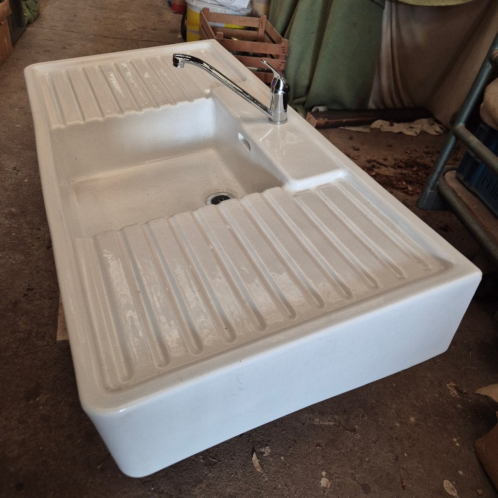 Supergave gootsteen beide kanten afdruipdeel 123x62x21cm, Ophalen, Gebruikt, 100 tot 150 cm, Wit