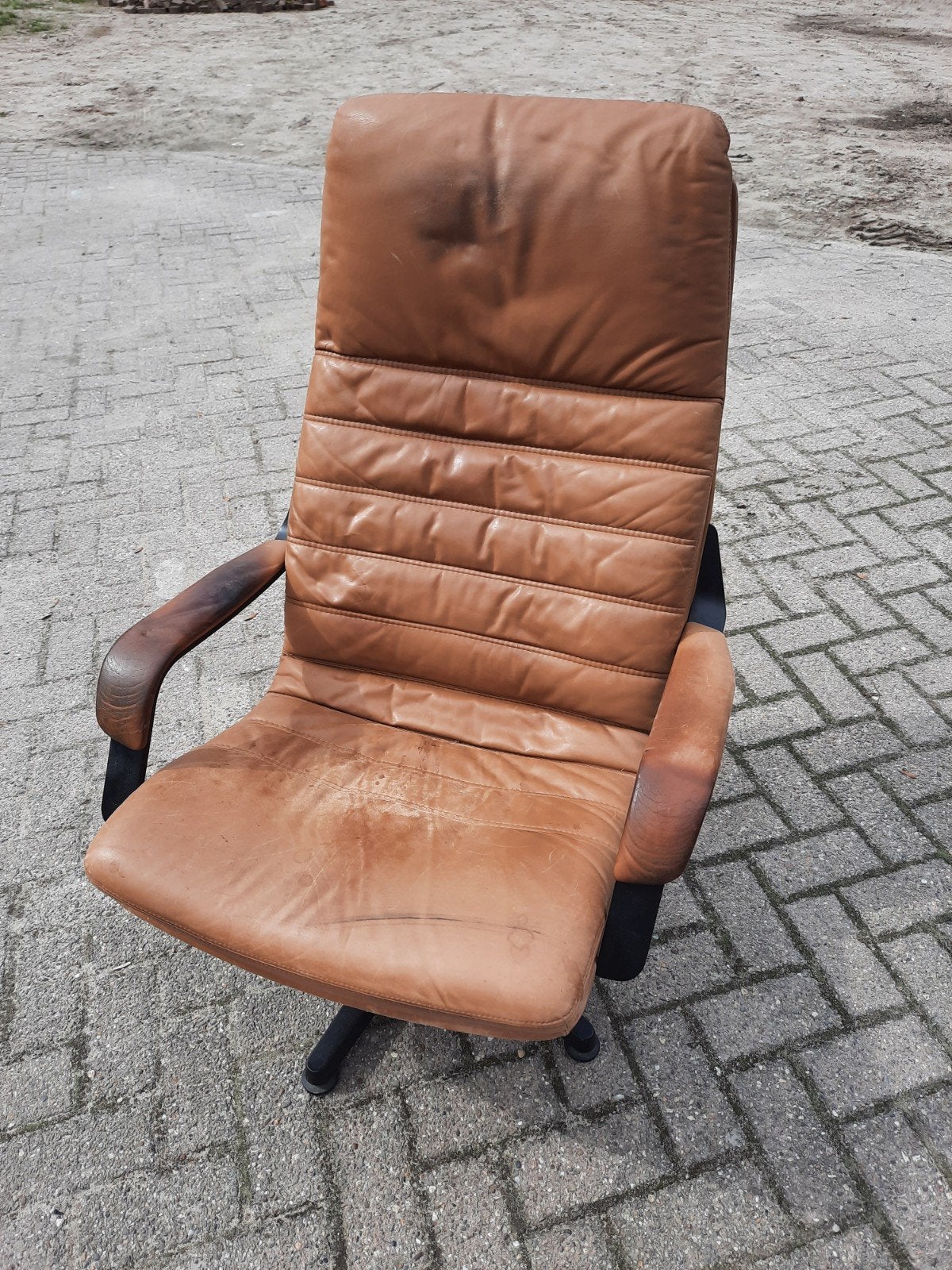 Vintage Deense fauteuil van Berg. Opknapper, Huis en Inrichting, Fauteuils, Ophalen, Gebruikt, Berg, 50 tot 75 cm