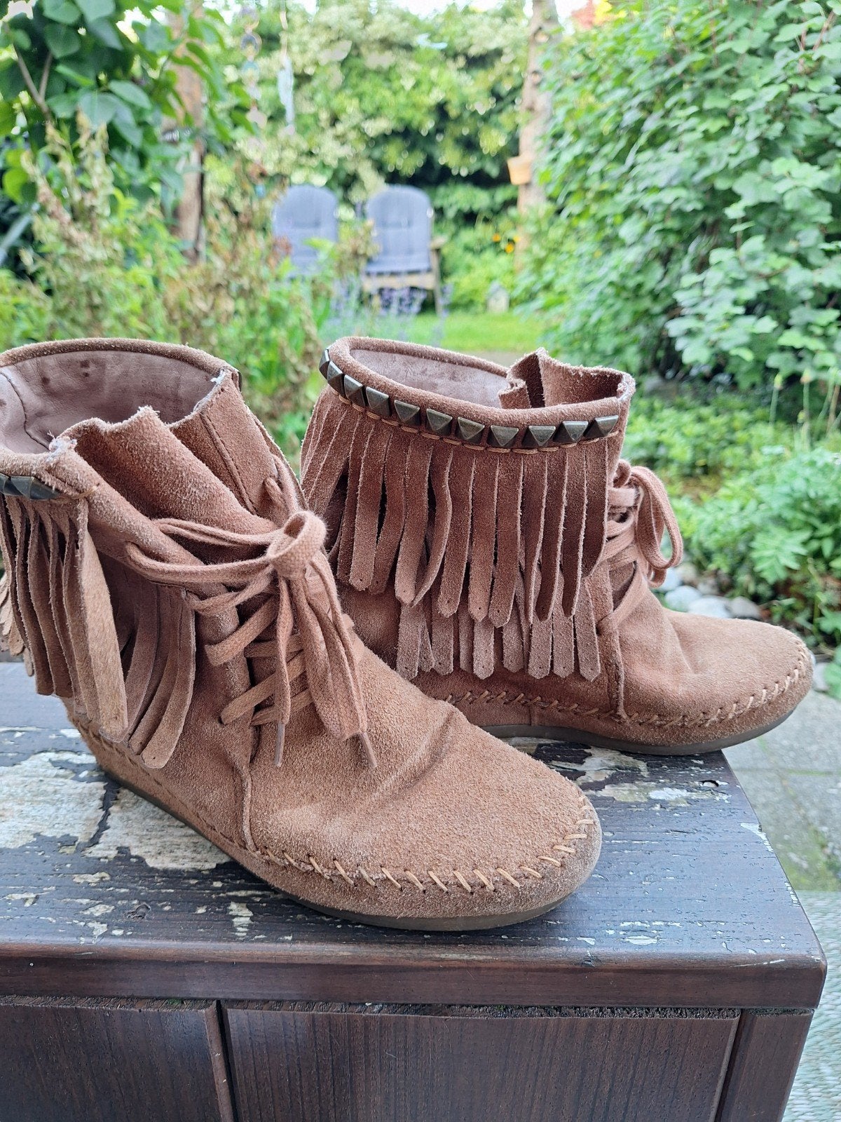 Ash laarsjes met franjes en studs, maat 39, Ash, Bruin, Lage of Enkellaarzen, Ophalen of Verzenden