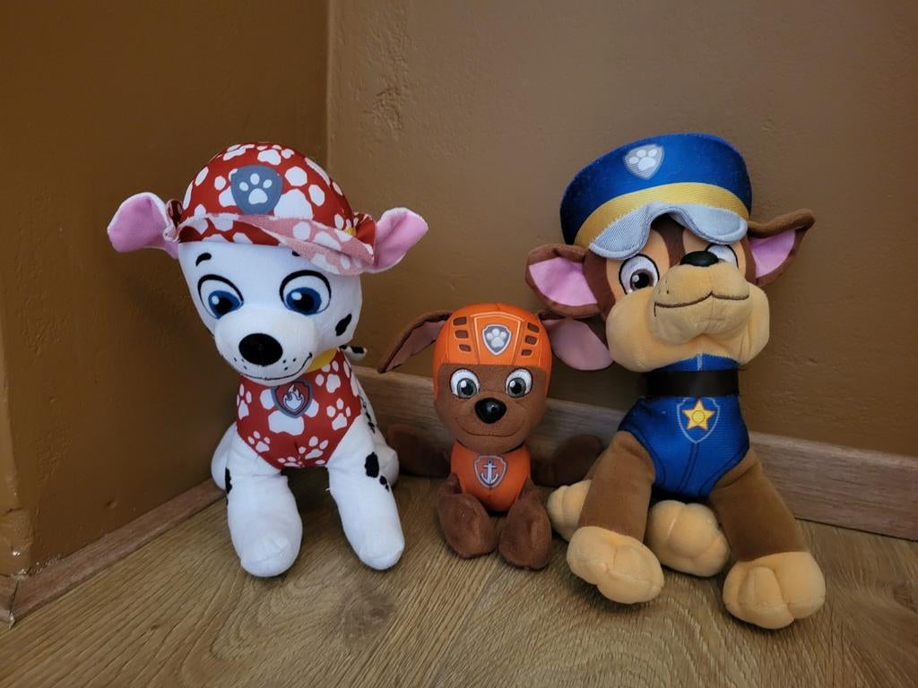 Paw Patrol knuffels: Marshall, Zuma en Chase, Ophalen, Gebruikt, Hond, Middelgroot (20 tot 80 cm)