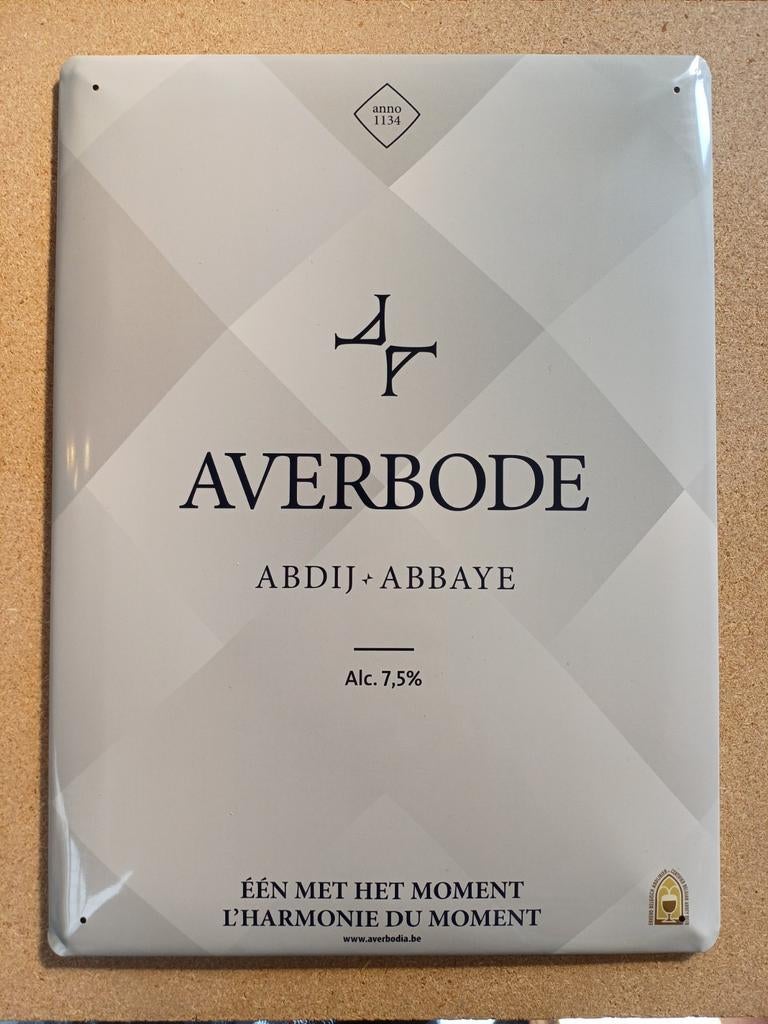 Averbode Abdijbier Origineel Reclamebord Metaal, Verzamelen, Biermerken, Ophalen, Nieuw, Reclamebord, Plaat of Schild, Overige merken
