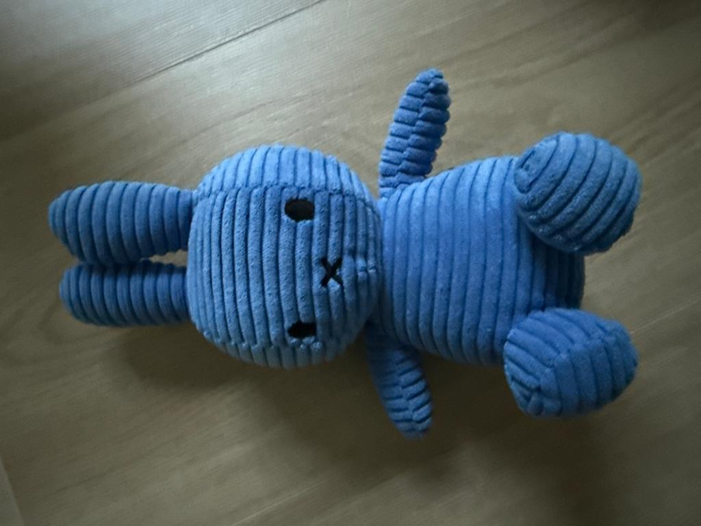 Nijntje knuffel blauw ribstof - Zo goed als nieuw, Ophalen, Overige merken, Blauw, Konijn