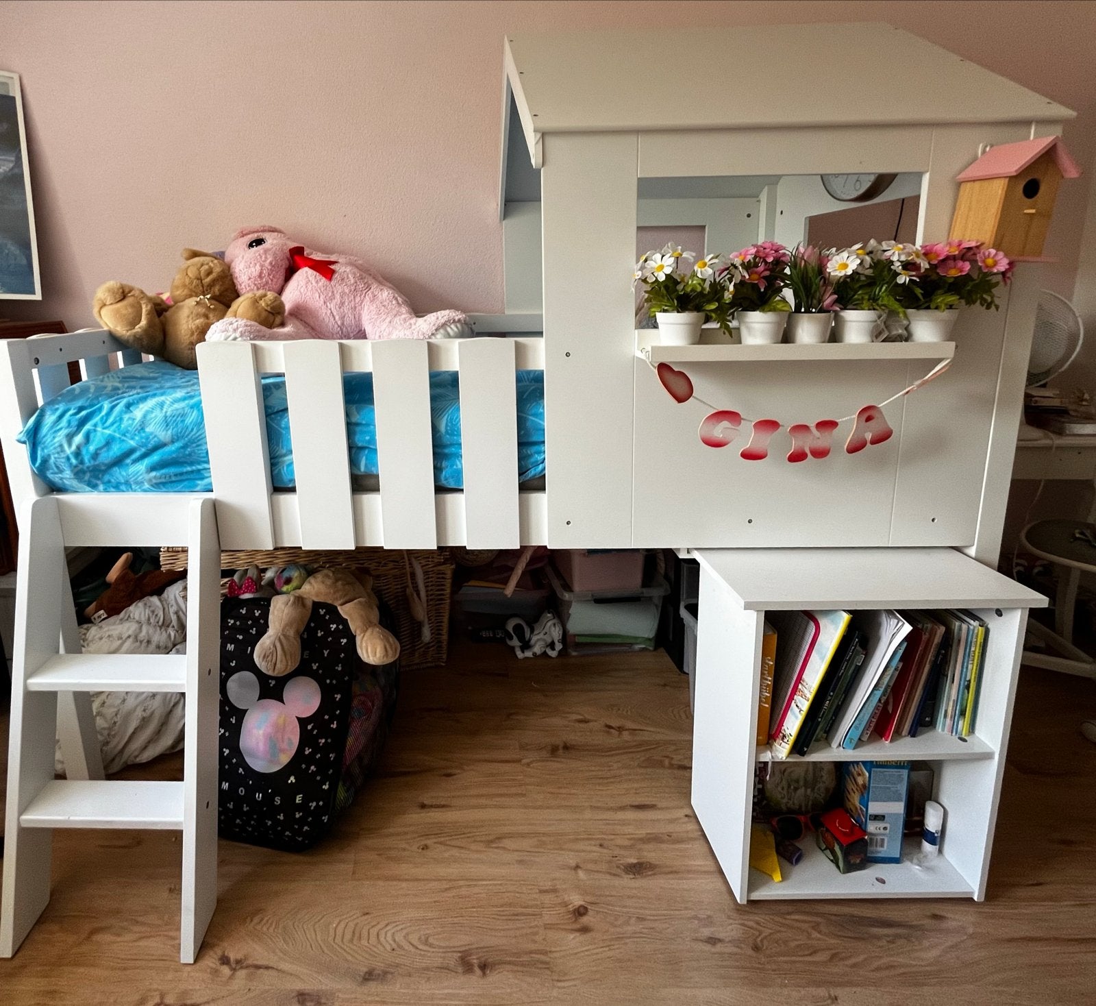 Halfhoogslaper huisje bed JYSK 90x200, Kinderen en Baby's, Ophalen, 85 tot 100 cm, Gebruikt, Hoogslaper of Stapelbed