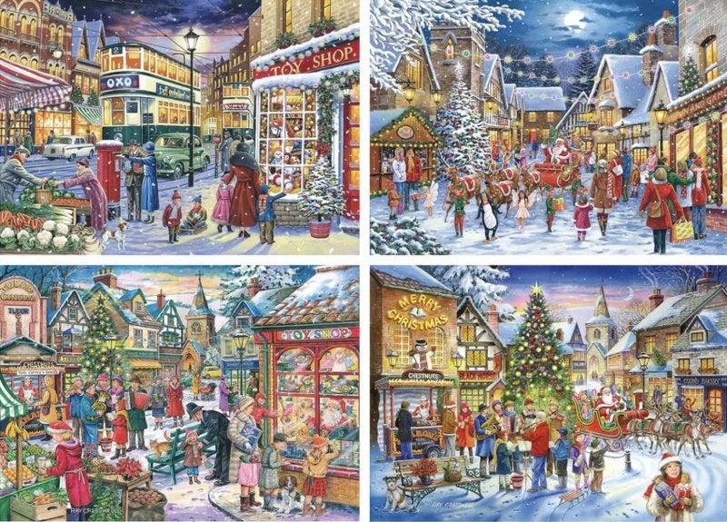 House of Puzzles - Christmas Shopping - 4x500 stukjes, Ophalen of Verzenden, 500 t/m 1500 stukjes, Nieuw, Legpuzzel