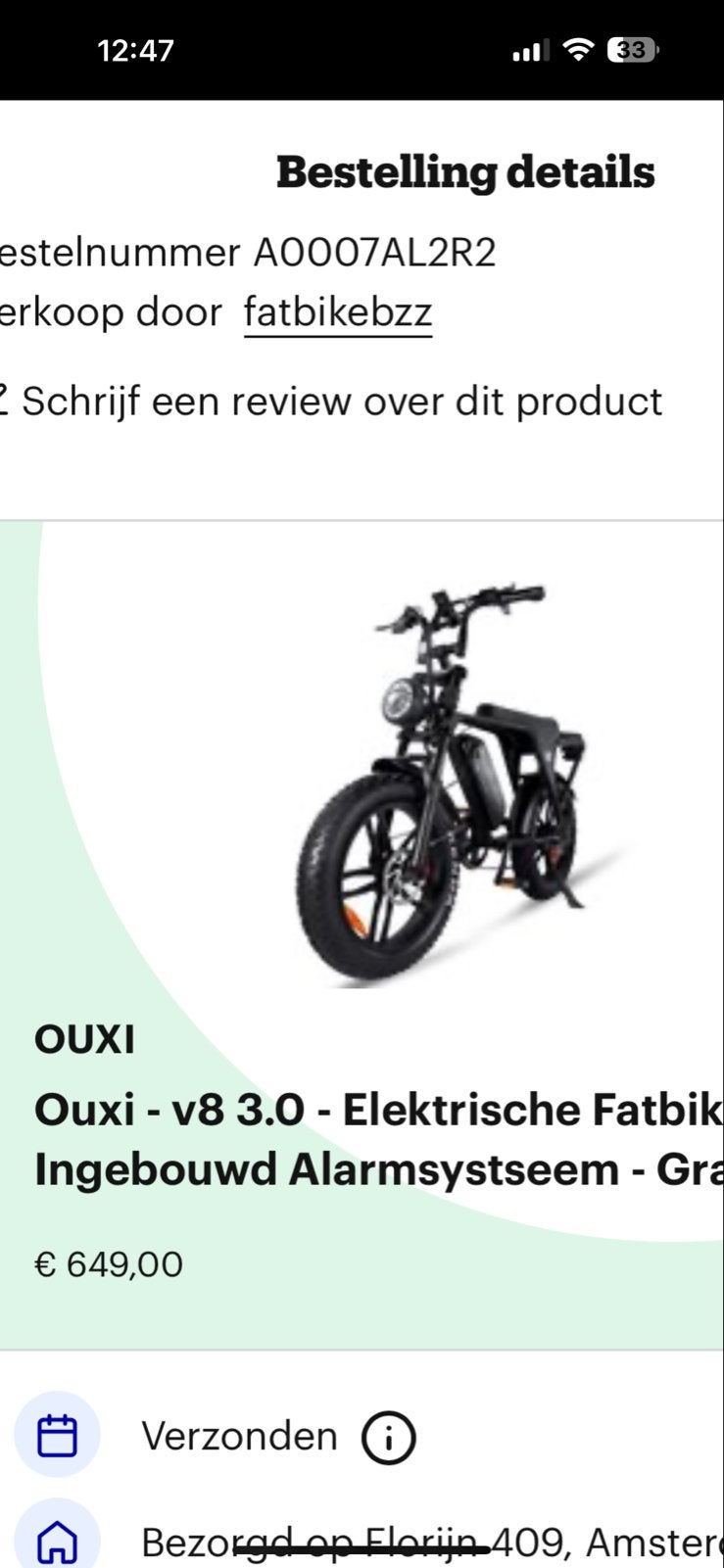 Ouxi V8 3.0 Elektrische Fatbike - Bieden omgeving Amsterdam, Ophalen of Verzenden, Gebruikt, Overige merken
