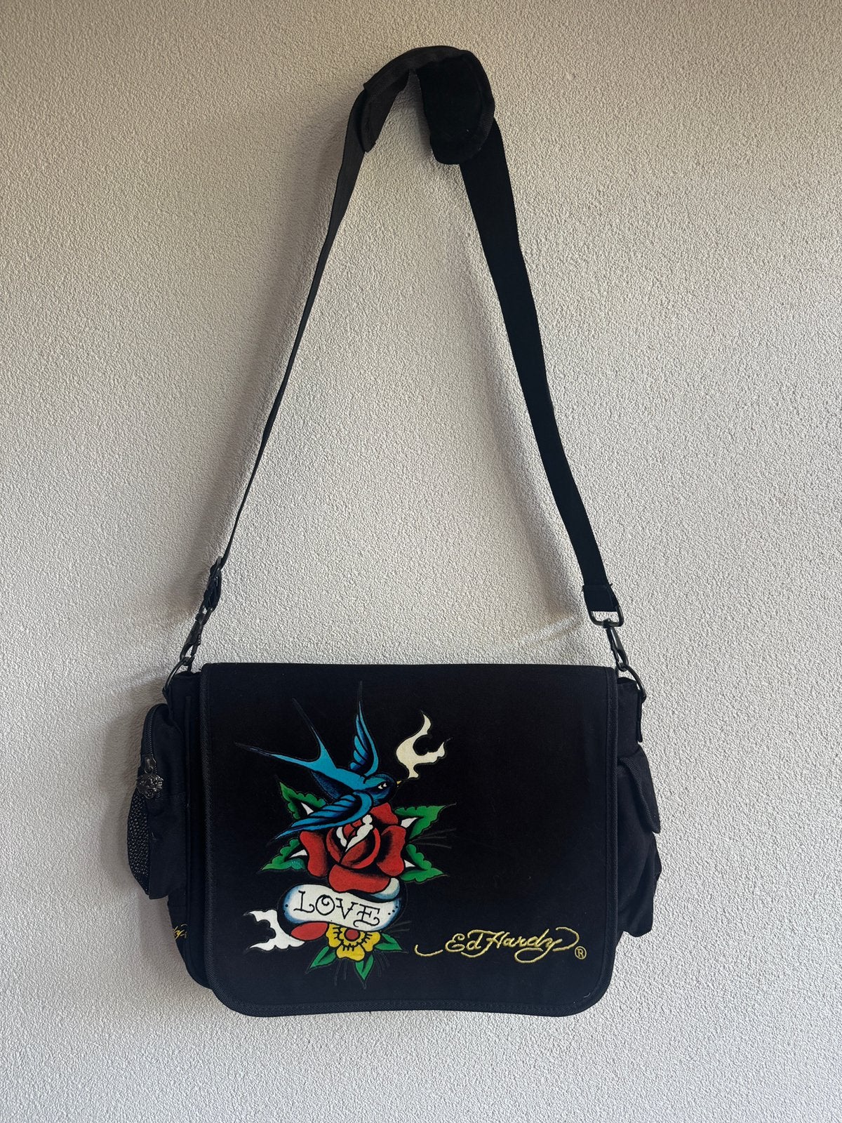 Vintage Y2K Ed Hardy schouder tas, Overige merken, Ed Hardy, Zwart, Ophalen of Verzenden