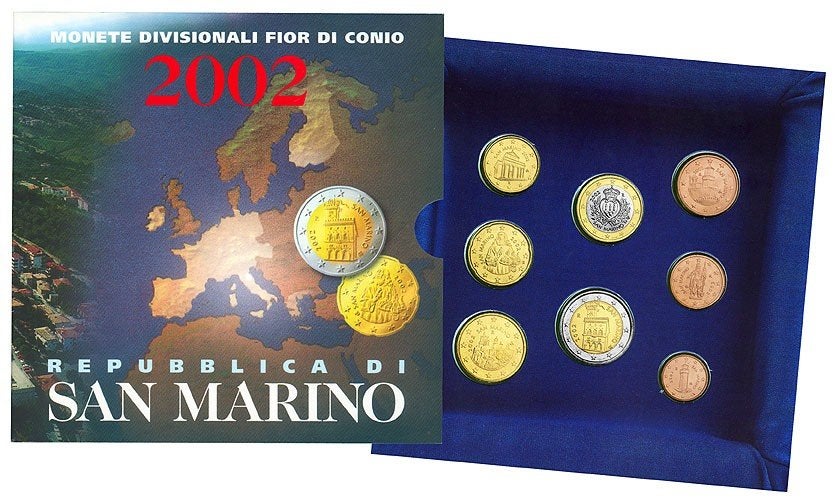BU set San Marino 2002 - 1 cent t/m 2 euro - Blister, Postzegels en Munten, Verzenden, Portugal, Overige waardes, Setje