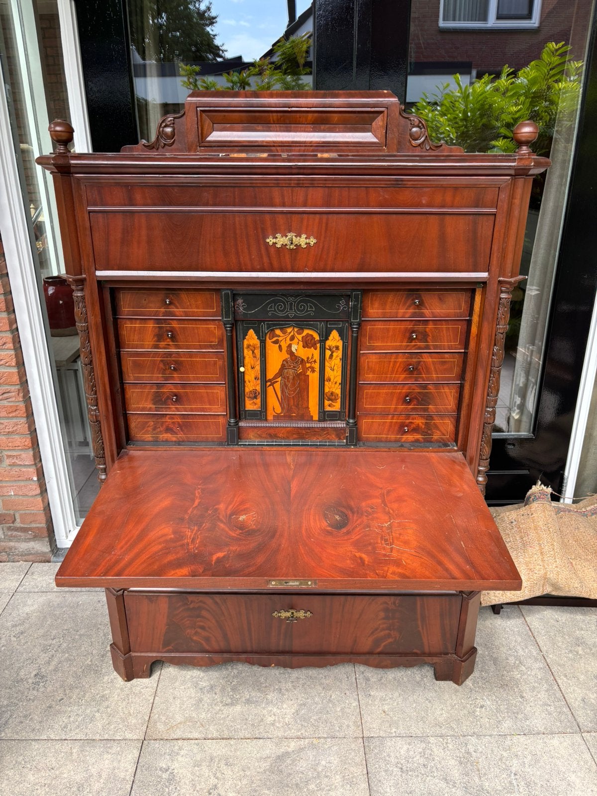 Antieke Biedermeier secretaire bureau antiek wandkast, Ophalen