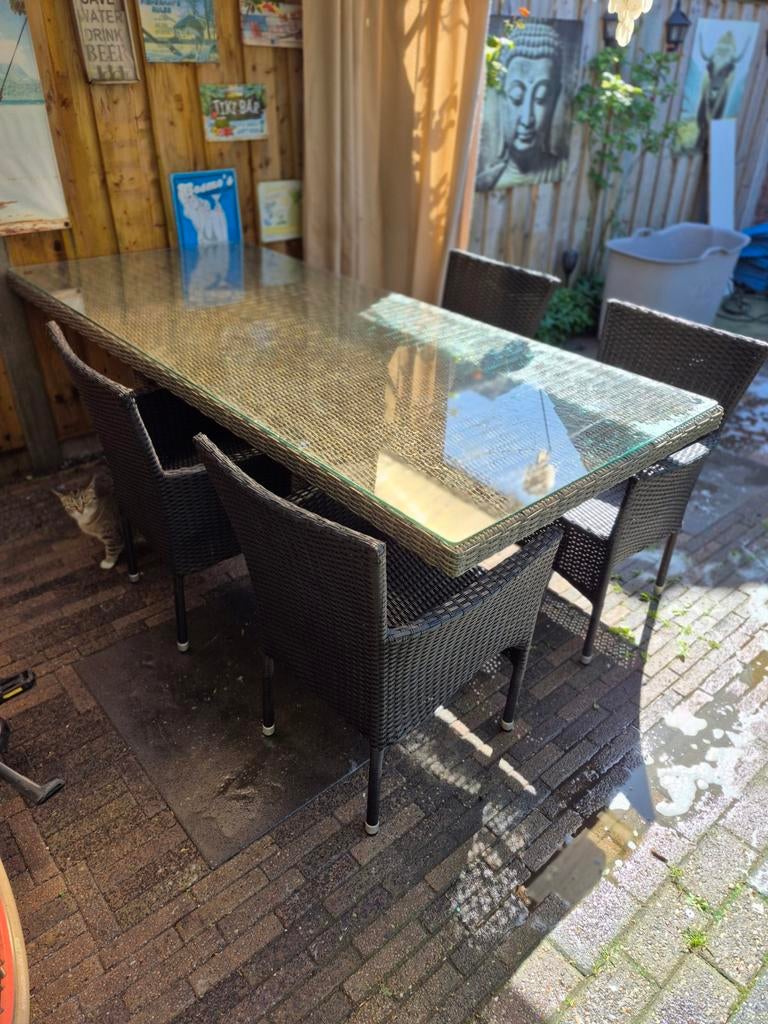 Tuintafel, Tuin en Terras, Tuintafels, Ophalen, Gebruikt, Rechthoekig, Wicker