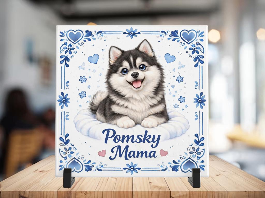 Pomsky Mama - Moederdag Tegel, Verzenden, Nieuw
