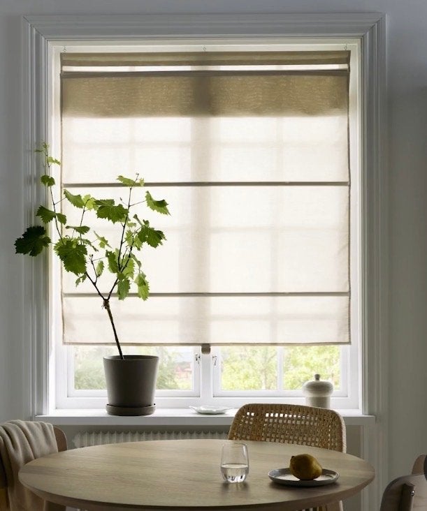 3x IKEA RINGBLOMMA vouwgordijn beige 80x160 cm, Huis en Inrichting, Ophalen of Verzenden, Gebruikt, Beige