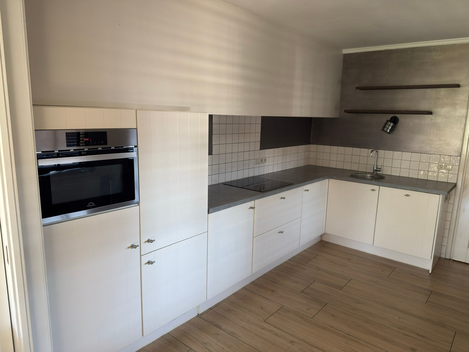 Complete keuken met koelkast en vaatwasser+oven, Ophalen, Gebruikt, Crème, Hoekkeuken