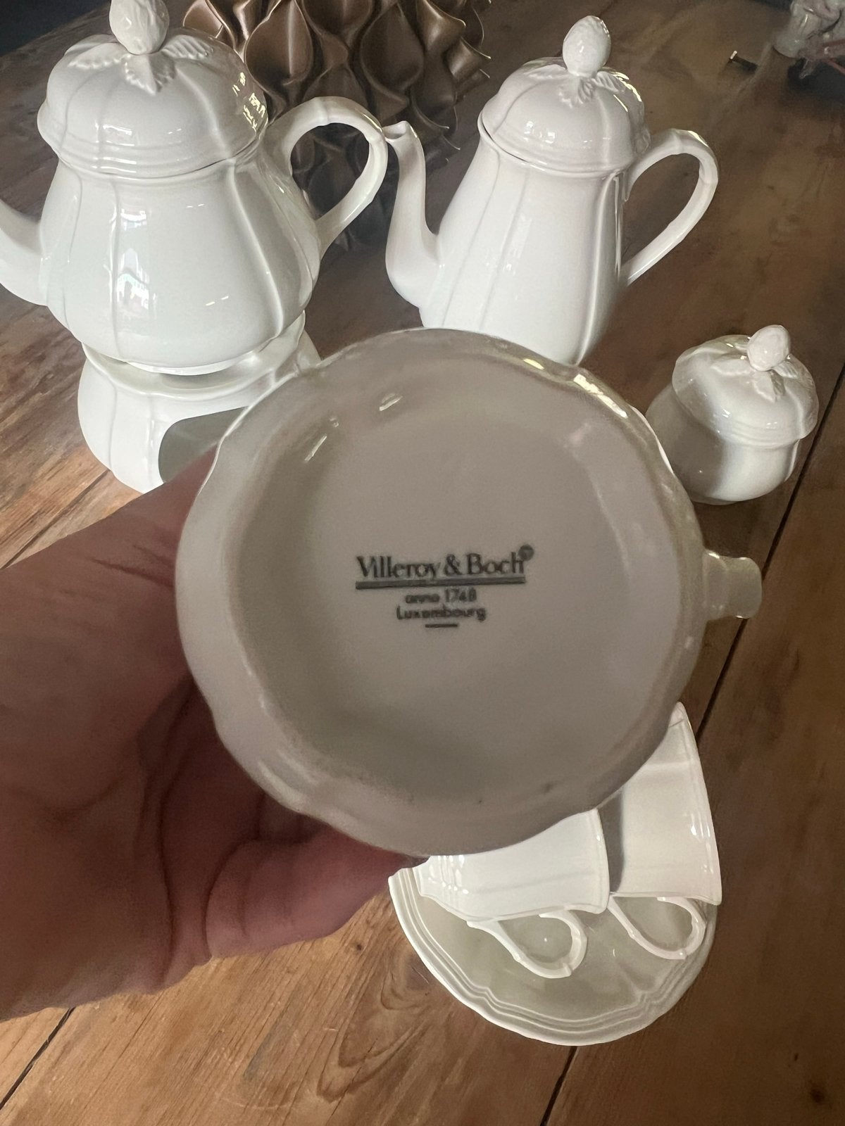Prachtige puntgave Villeroy & Boch "Manoir" theeset, Ophalen of Verzenden