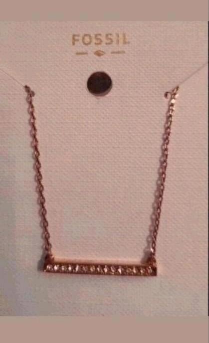 Fossil Rose Gouden Ketting Strass Stenen, Ophalen of Verzenden, Nieuw, Goud, Overige materialen