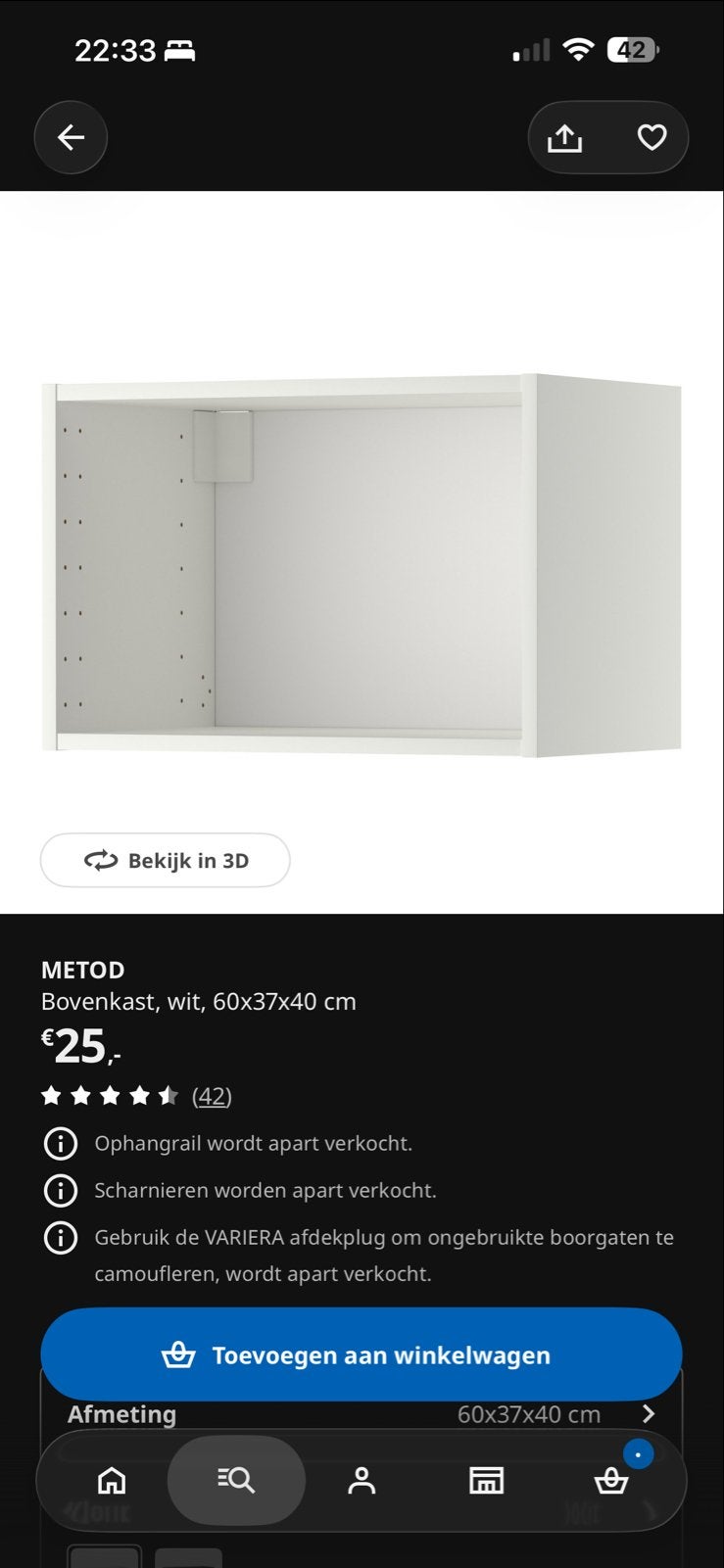 IKEA METOD Bovenkast wit, 60x37x40 cm, Ophalen, Nieuw