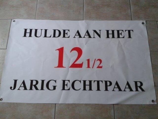 spandoek 12,5 jaar getrouwd te huur, Ophalen, Zo goed als nieuw, Geboorte of Huwelijk