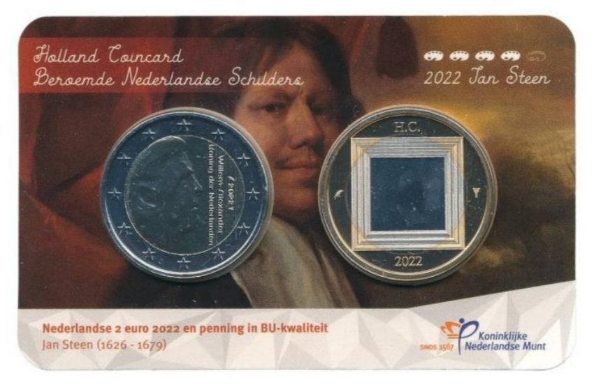 Holland coincard 2022 Jan Steen, Postzegels en Munten, Ophalen of Verzenden, Koningin Beatrix, Euro's, Losse munt