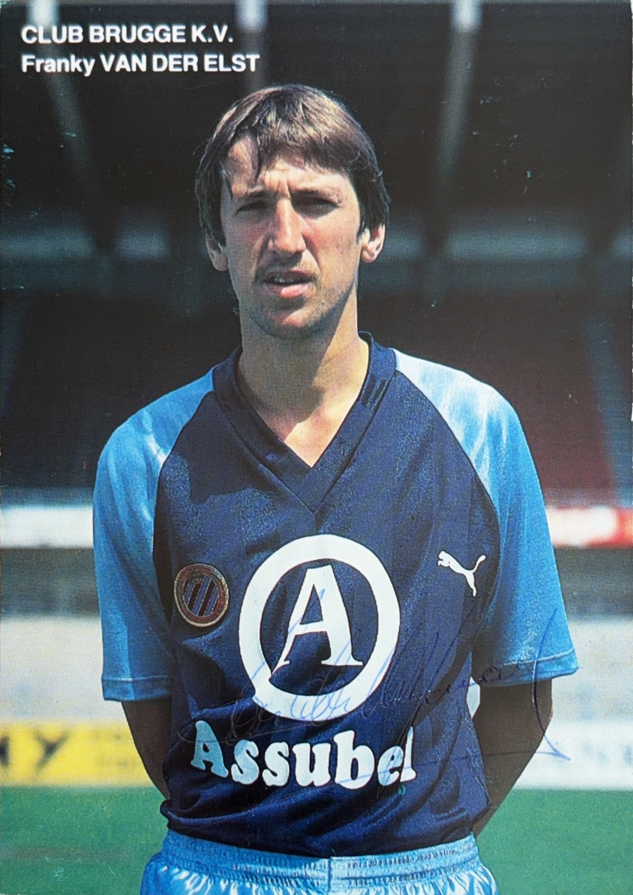 Spelerskaart Franky van der Elst - Club Brugge - 1985/1986, Verzenden, Zo goed als nieuw, Feyenoord, Spelerskaart