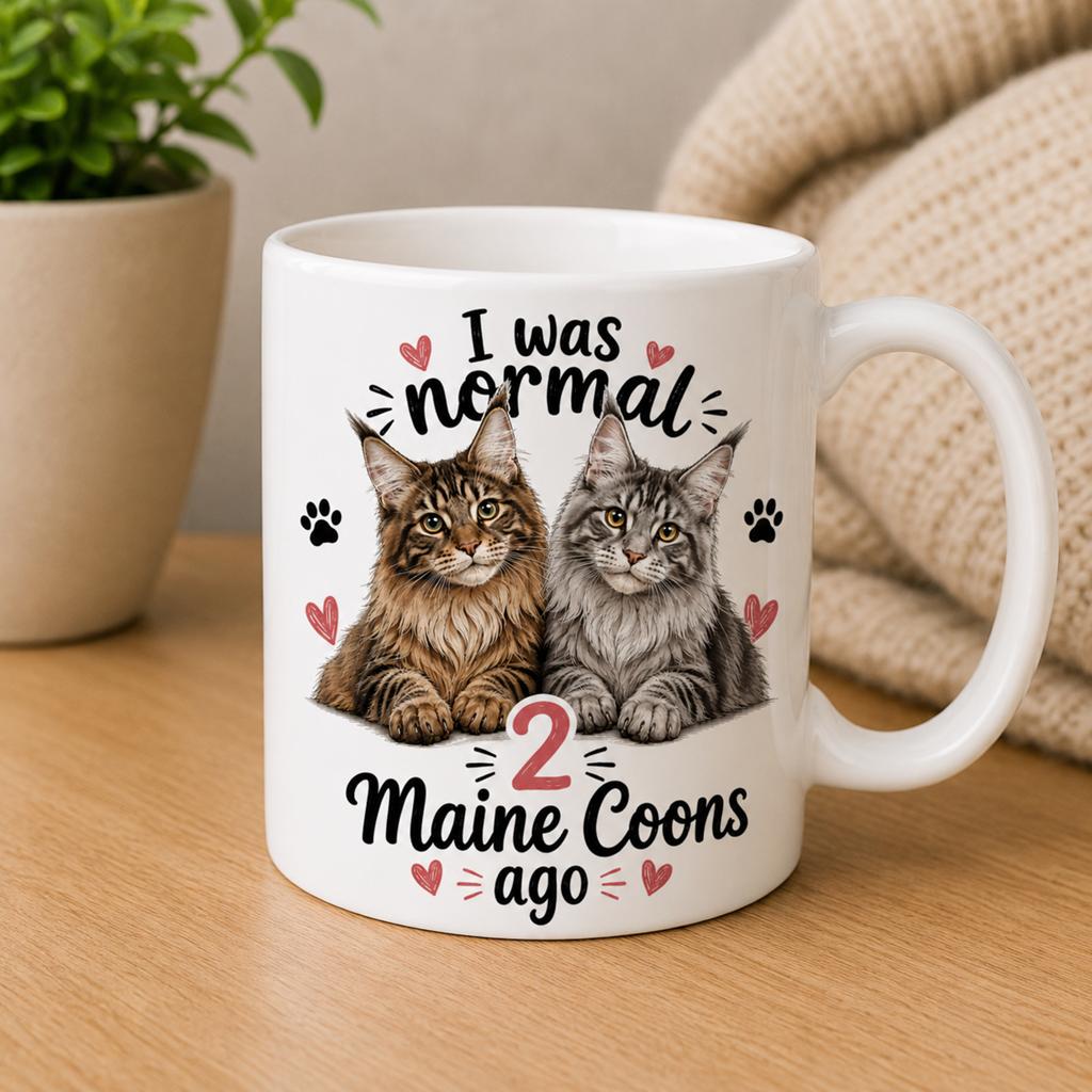 I was normal 2 Maine Coons ago - Maine Coon Mok, Verzenden, Keramiek, Nieuw, Overige stijlen