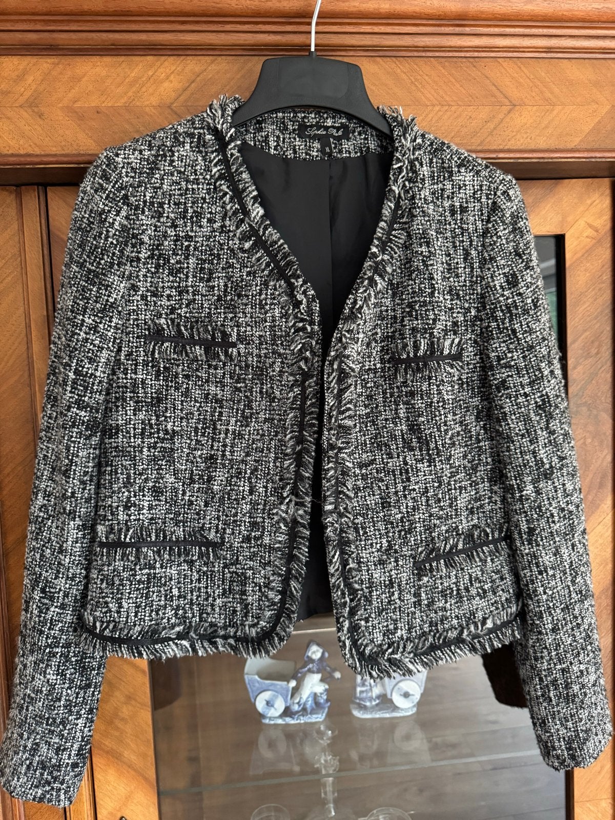 Mmou Stijlvol Tweed Jasje Sophia Perla Maat XL, Kleding | Dames, Zwart, Maat 46/48 (XL) of groter, Ophalen of Verzenden, Zo goed als nieuw