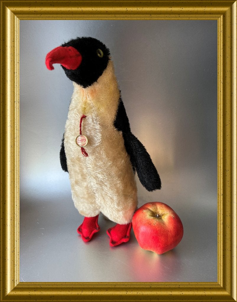 Vintage Hermann Teddy speelgoed: pinguin. Lengte 30 cm, Ophalen of Verzenden