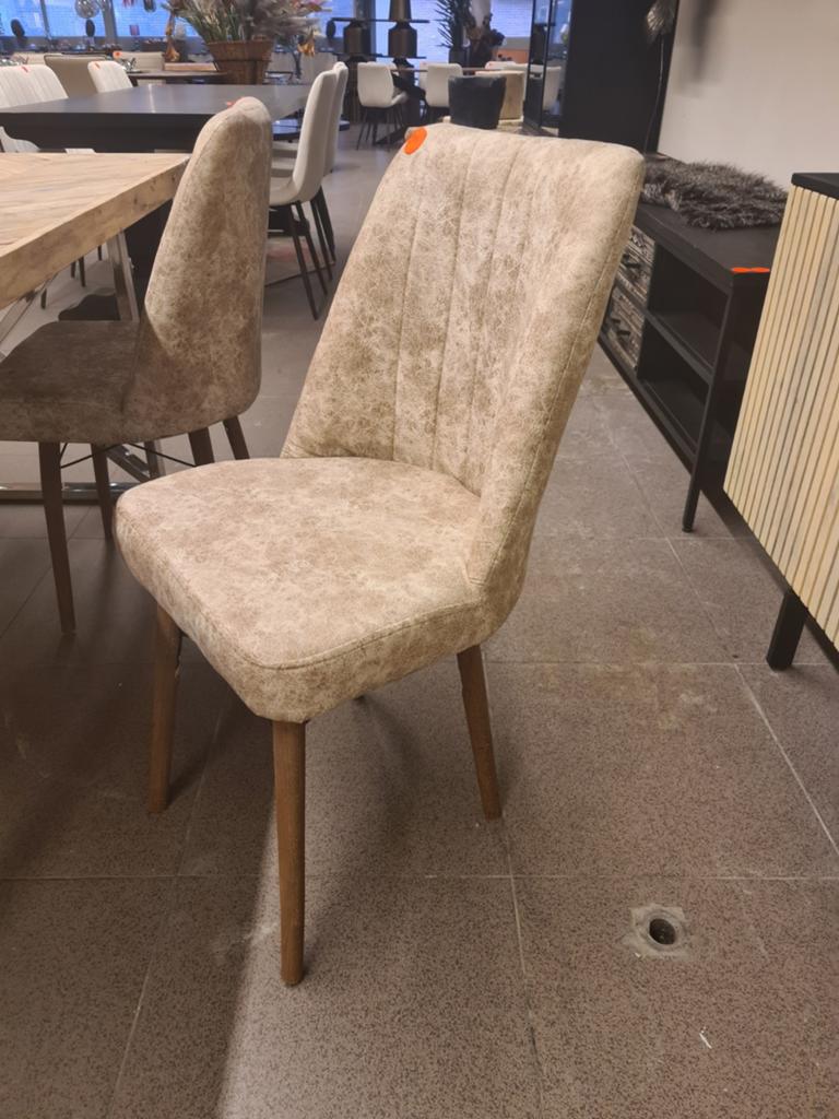 Nieuwe eetkamerstoel bruin beige leer microvezel €35p/st, Ophalen, Industrieel landelijk barok brocante koloniaal boheems vintage