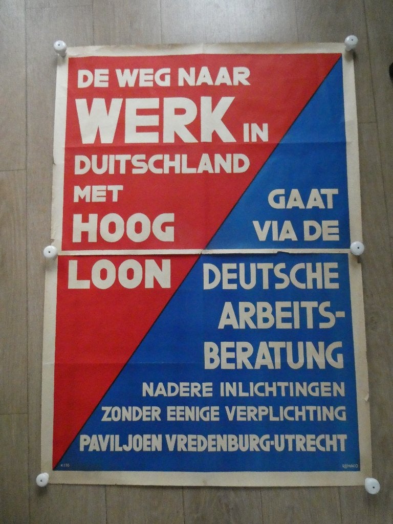 Poster, Werken in Duitsland., Verzamelen, Ophalen of Verzenden, Overige soorten, Nederland, Foto of Poster