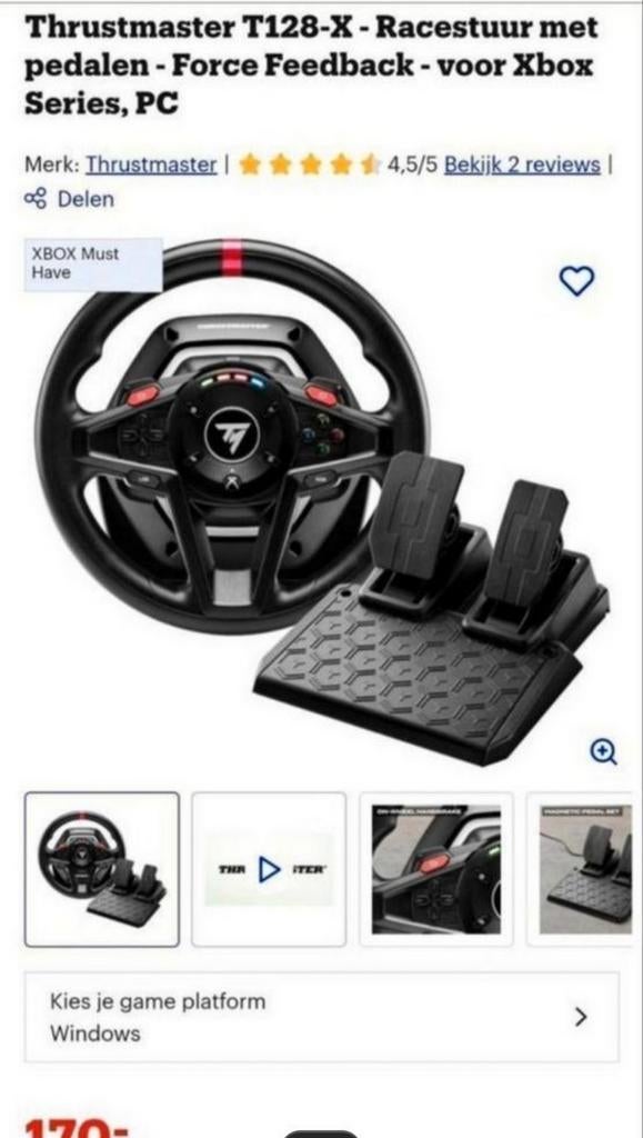 Thrustmaster T128-X Racestuur Xbox/PC - Nieuwstaat!, Spelcomputers en Games, Ophalen, Zo goed als nieuw, Nvt, Nvt