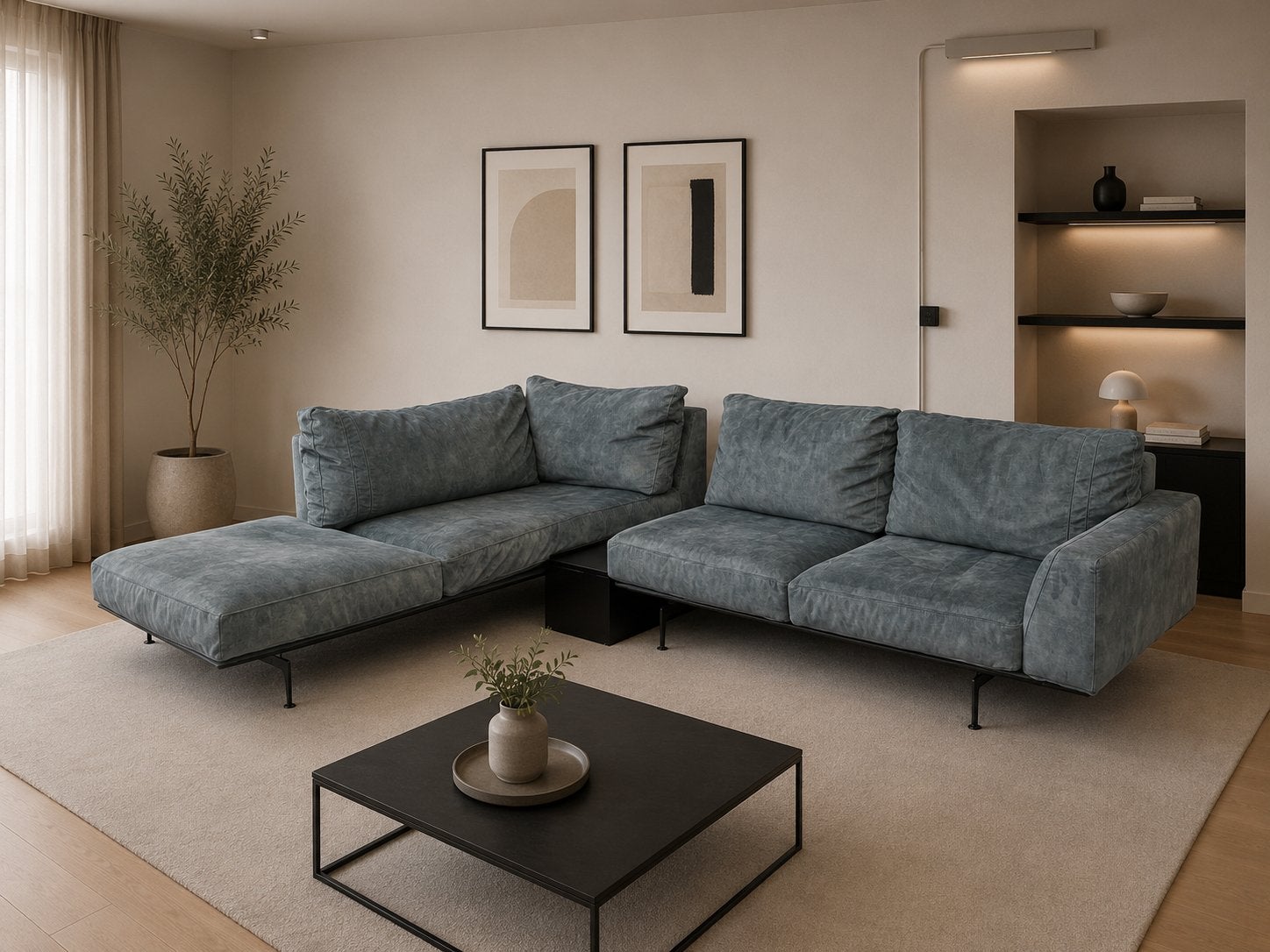 GRATIS LEVERING | PASSE PARTOUT HOEKBANK VELVET | GEREINIGD, Huis en Inrichting, Banken | Bankstellen, Hoekbank, 300 cm of meer