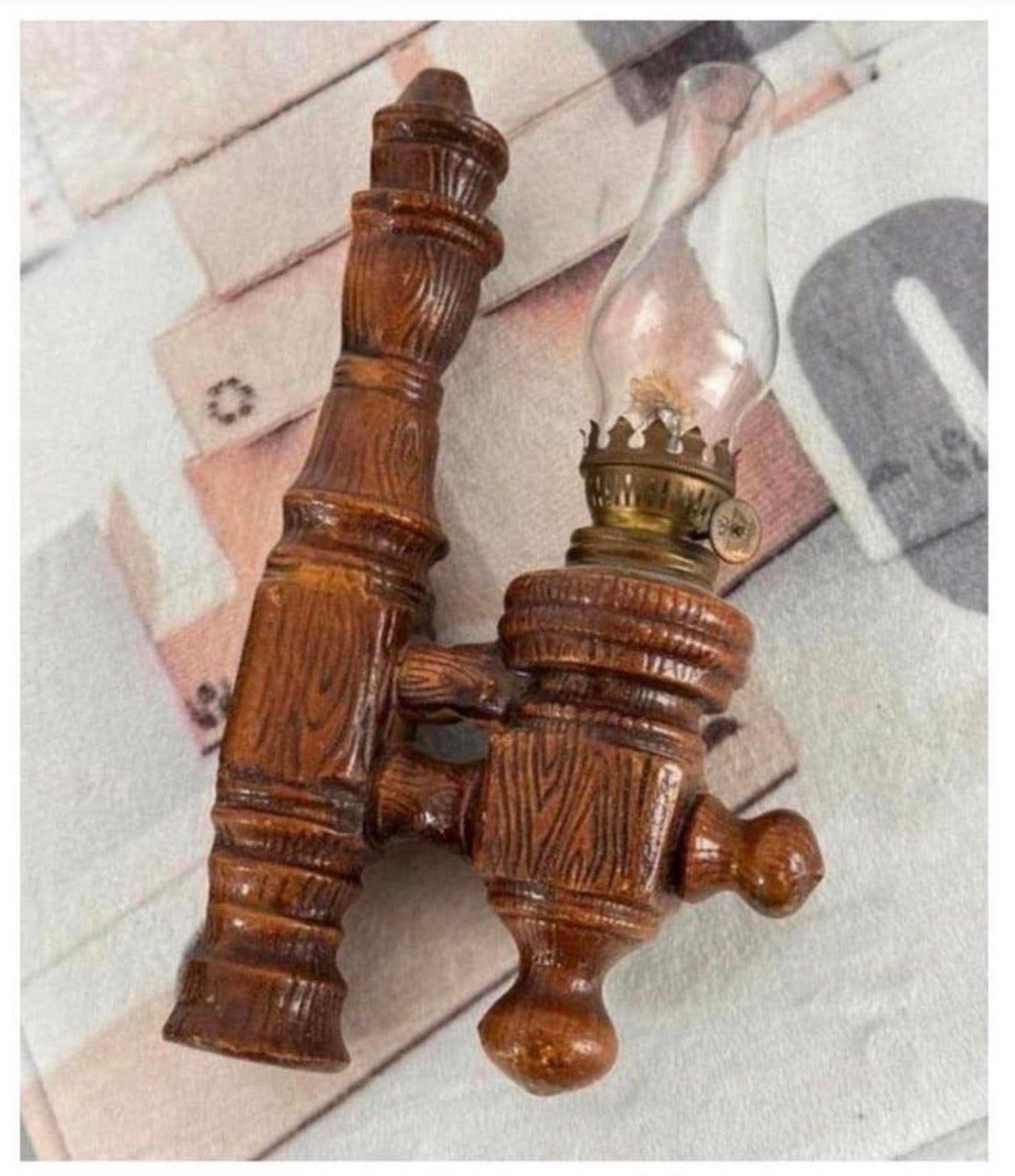 Antiek 1980 vintage wandlamp olielamp stormlamp lantaarn, Ophalen of Verzenden