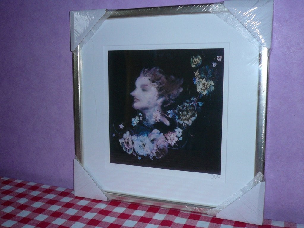 zilverkleurige lijst met vrouw en bloemen, Ophalen, Minder dan 50 cm, Overige typen, Nieuw