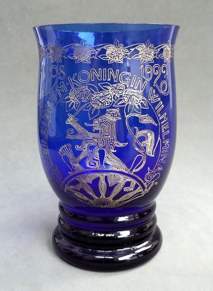 Jaar 1923 Art Deco Gelegenheids Glas Jubileum Wilhelmina