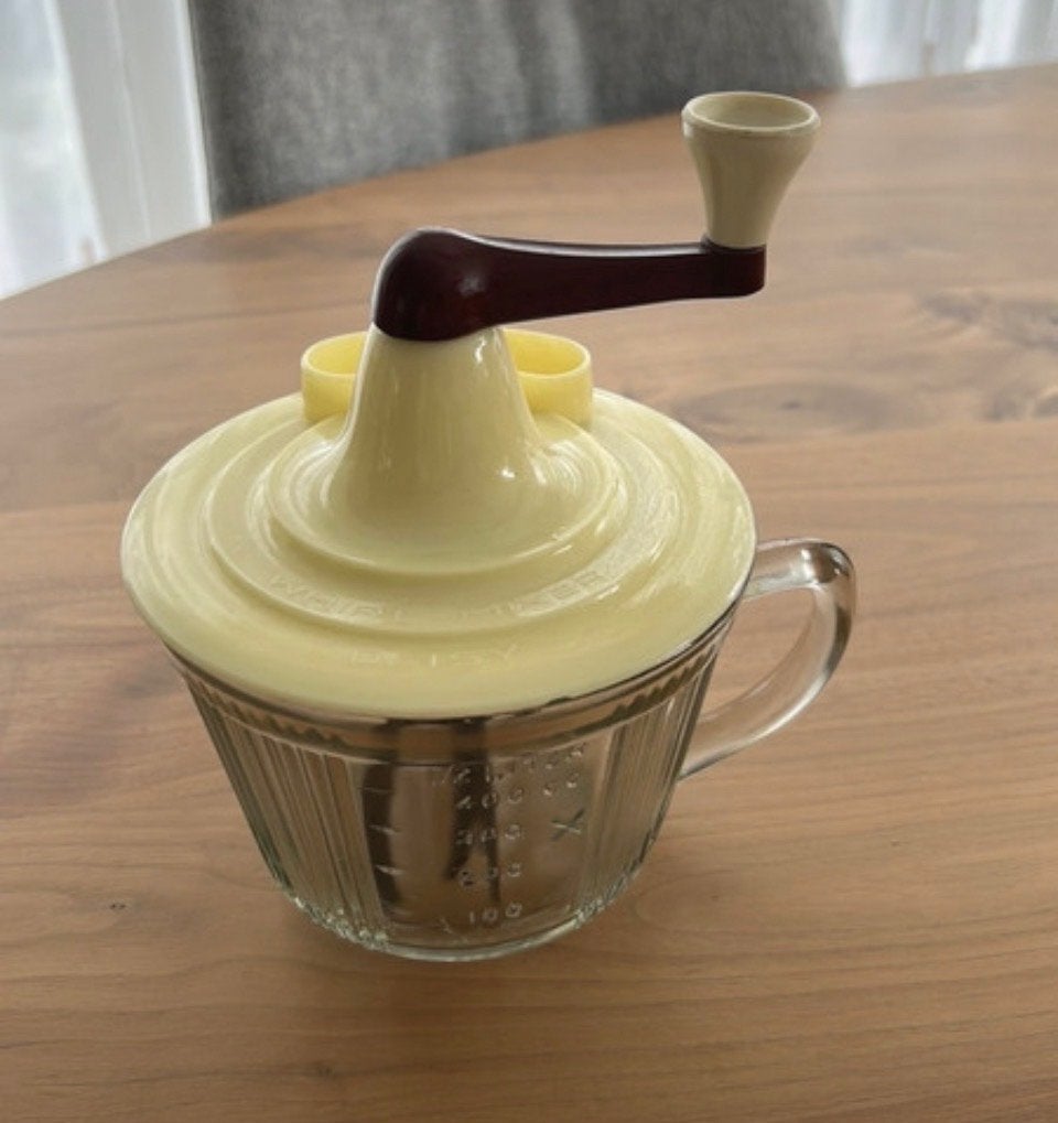 Vintage Amerikaanse Glazen Handmixer Jaren '50-'60 - Puntgaa, Ophalen of Verzenden