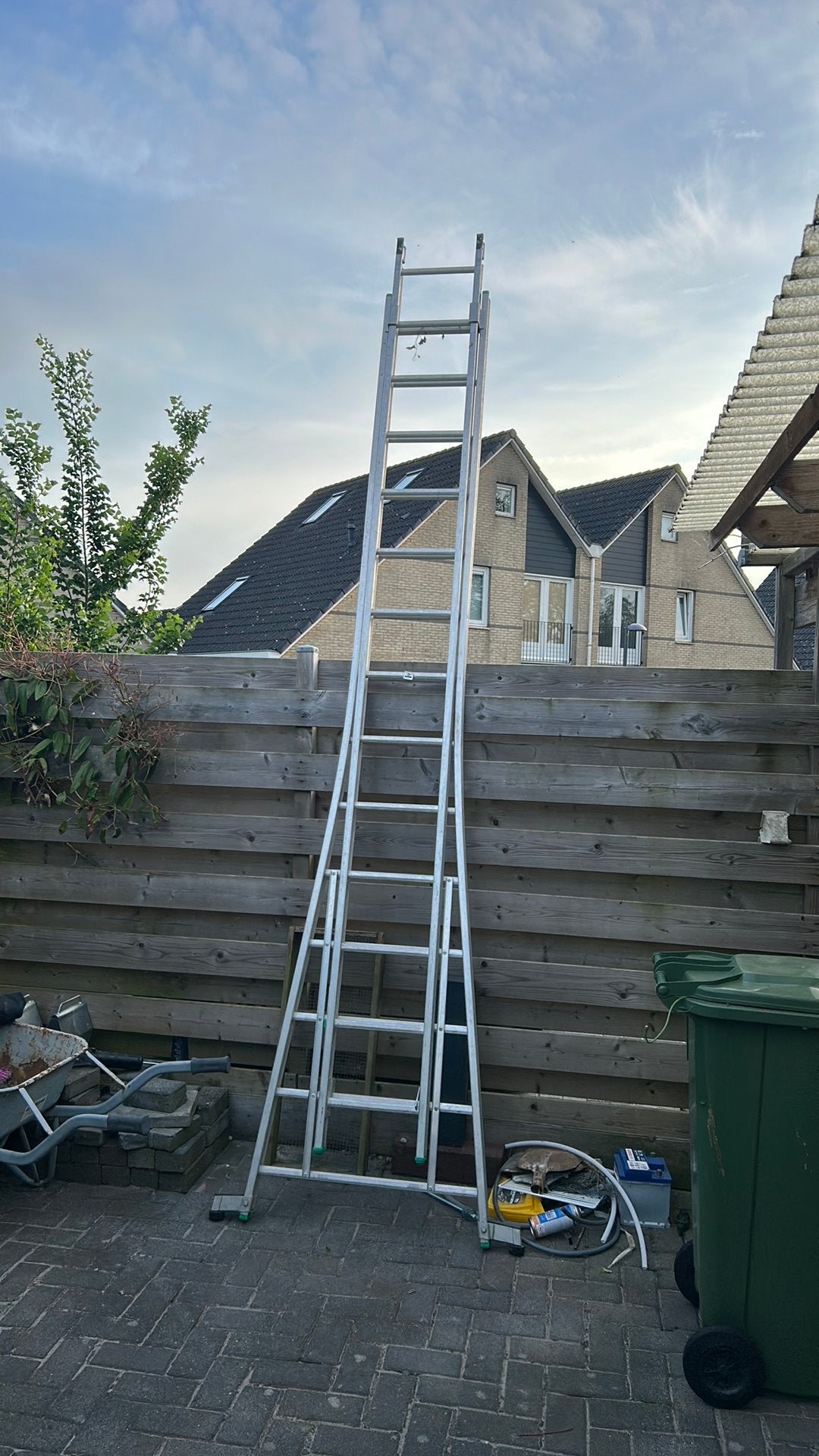 Prima 14 tredes schuifladder, Ophalen of Verzenden, Gebruikt, Opvouwbaar of Inschuifbaar, 4 meter of meer