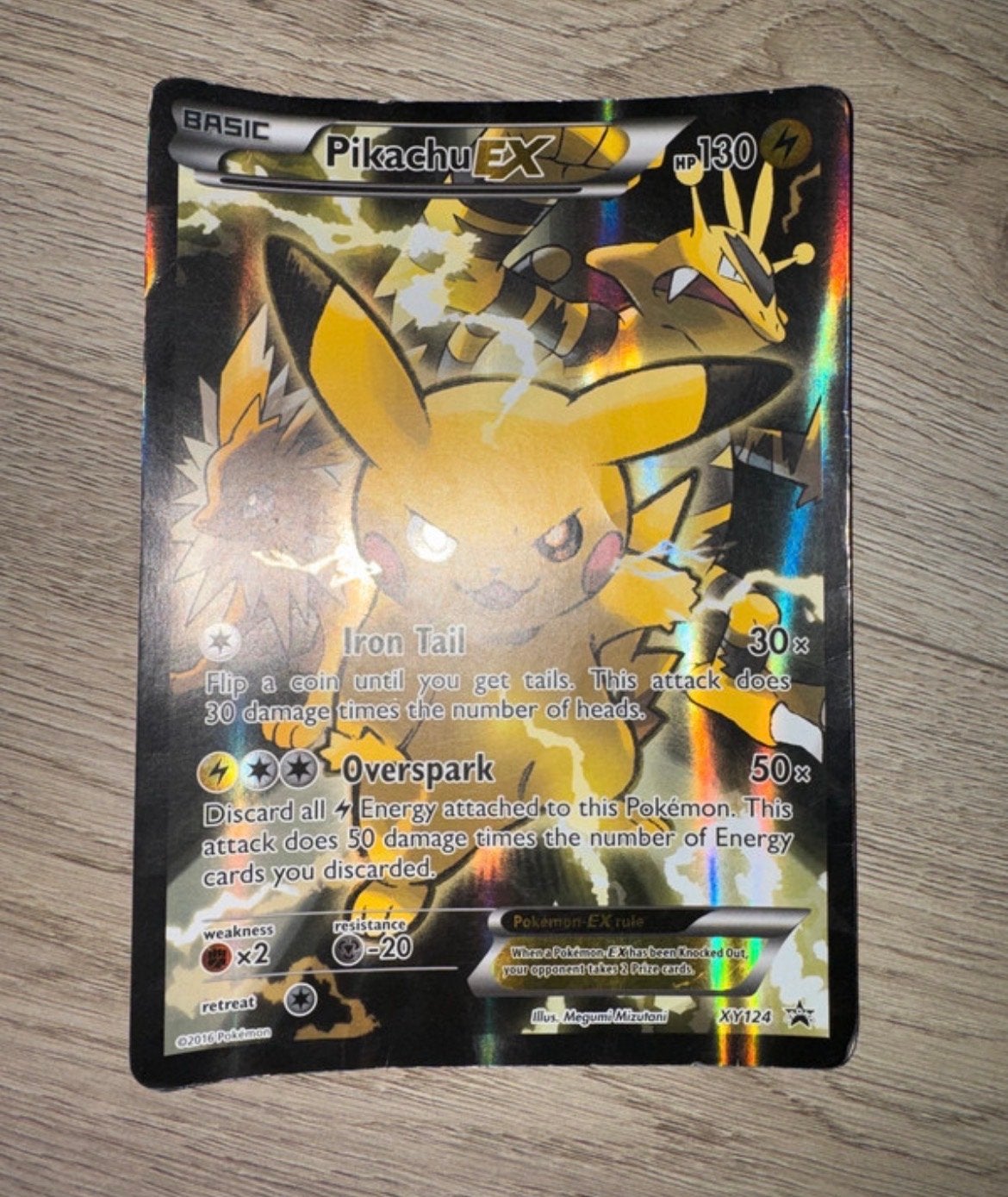 Pikachu EX Pokémon Kaart - XY124 promo, Ophalen, Gebruikt, Losse kaart
